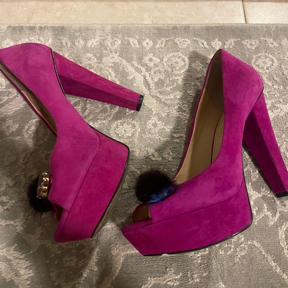 hot pink thick high heel shoe size 6.5 - Picture 10 of 11